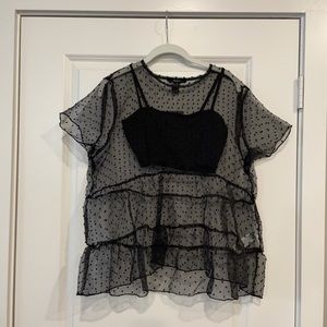 Black mesh top